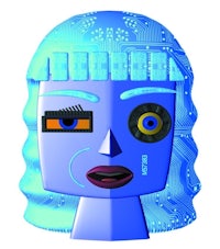 a 3d model of a woman with blue eyes and blue hair